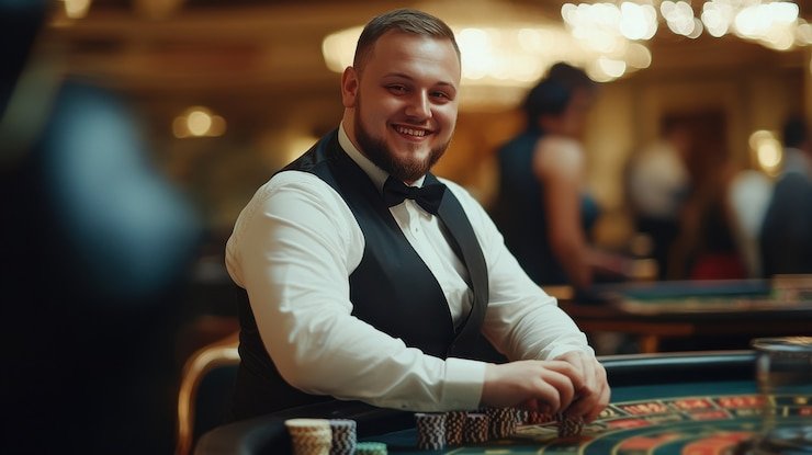 Tampilan meja Bandar Poker dengan kartu dealer dan pemain di platform lapak77